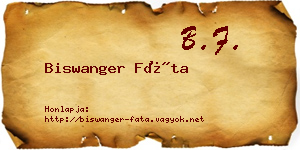 Biswanger Fáta névjegykártya
